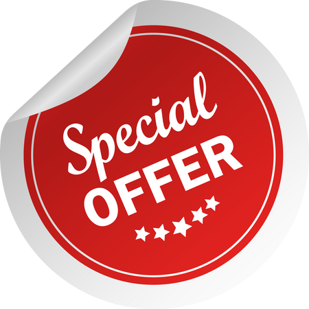 Special offer sticker in flat style on white background. Spe